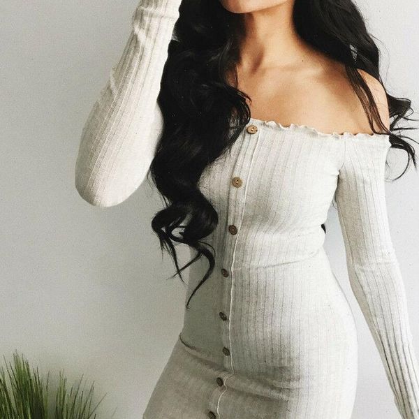 2021 fashion new womens summer casual off shoulder short solid dress party evening swing knee length dresses, Black;gray
2021 fashion new womens summer casual off shoulder short solid dress party evening swing knee length dresses, Black;gray