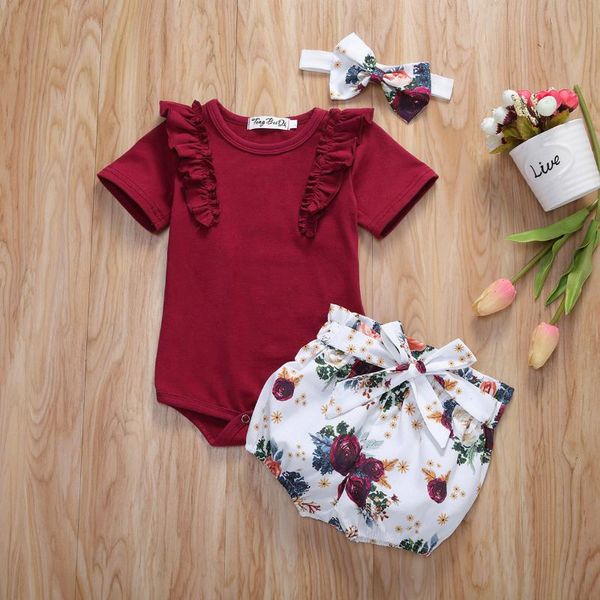 newborn baby girl cotton sets ruffled short sleeve bodysuit + floral shorts +headband clothes set 0-24m, White
newborn baby girl cotton sets ruffled short sleeve bodysuit + floral shorts +headband clothes set 0-24m, White