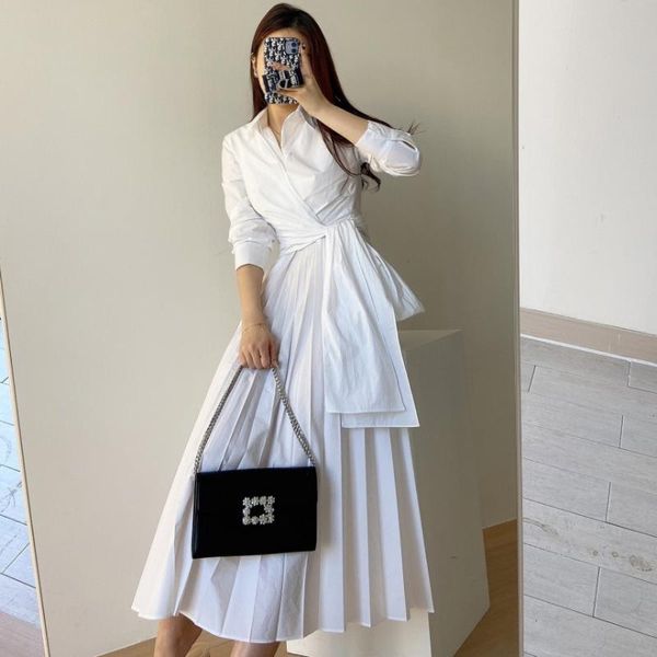 casual dresses 2021 korean chic white long sleeve turn down collar shirts dress women elegant lace up mid length loose dressesvestido, Black;gray
casual dresses 2021 korean chic white long sleeve turn down collar shirts dress women elegant lace up mid length loose dressesvestido, Black;gray