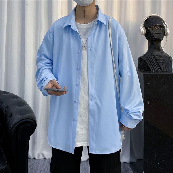 men's casual shirts spring autumn dress shirt fashion solid color business men streetwear korean loose long sleeve mens, White;black
men's casual shirts spring autumn dress shirt fashion solid color business men streetwear korean loose long sleeve mens, White;black