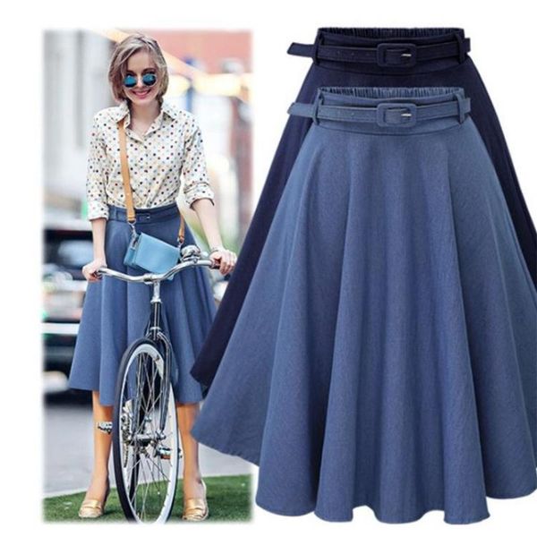 summer european american denim skirt high waist slim simple blue casual loose women belt long 210527, Black
summer european american denim skirt high waist slim simple blue casual loose women belt long 210527, Black
