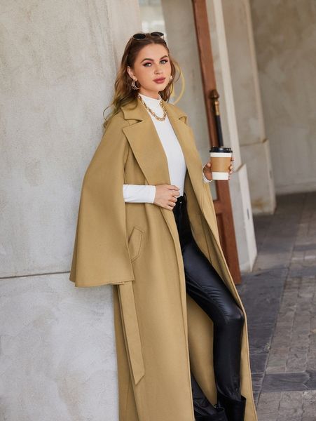 notched collar cloak sleeve belted overcoat g93r#, Black
notched collar cloak sleeve belted overcoat g93r#, Black