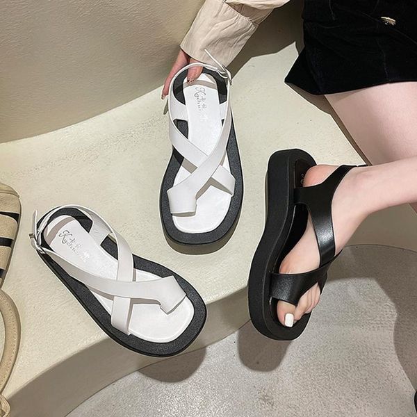 sandals white women 2021 summer shoes fashion chunky sole buckle strap flip flops split toe platform sport sandels, Black
sandals white women 2021 summer shoes fashion chunky sole buckle strap flip flops split toe platform sport sandels, Black