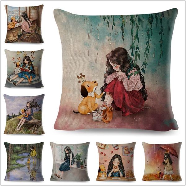 cushion/decorative pillow colorful cute cartoon girl and pet dog fairy tale world pillowcase decor for sofa home case 45x45cm linen cushion
cushion/decorative pillow colorful cute cartoon girl and pet dog fairy tale world pillowcase decor for sofa home case 45x45cm linen cushion