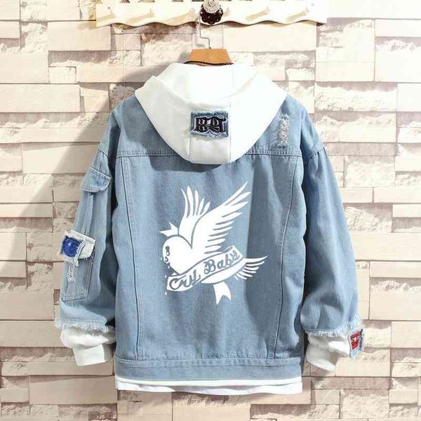 lil peep american hip hop rapper men's and women's fashion casual two denim coats, Black
lil peep american hip hop rapper men's and women's fashion casual two denim coats, Black