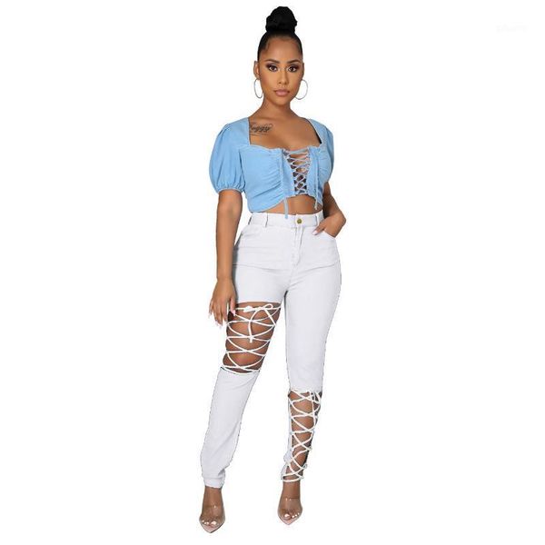 high stretch women clubwear jeans plus size waist hollow out lace-up pencil denim pants 2021 summer selling women's, Blue
high stretch women clubwear jeans plus size waist hollow out lace-up pencil denim pants 2021 summer selling women's, Blue