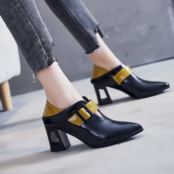 autumn fashion mix color pointed toe pumps women patent leather high heels shoes woman square heel banquet shoes femaledress shoes, Black
autumn fashion mix color pointed toe pumps women patent leather high heels shoes woman square heel banquet shoes femaledress shoes, Black