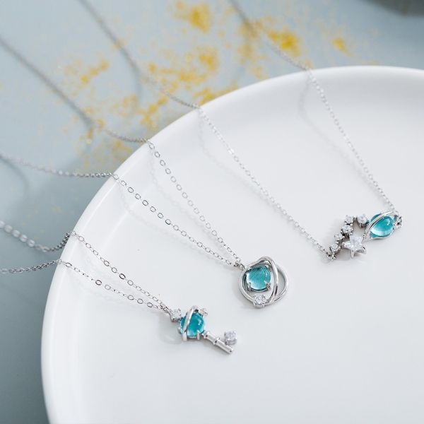 yite s925 sterling silver small fresh blue glass star necklace women's dream simple korean student clavicle chain, Black
yite s925 sterling silver small fresh blue glass star necklace women's dream simple korean student clavicle chain, Black