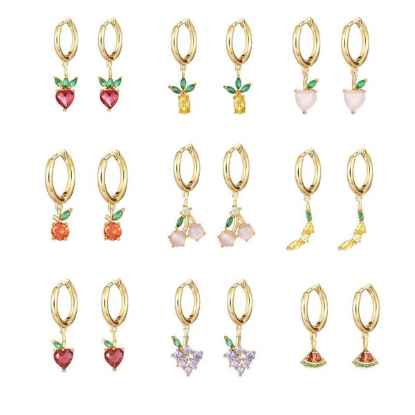 hoop & huggie looxi accessories summer crystal fruit cute cherry pineapple small drop earrings for fashion women jewelry grapes gift, Golden;silver
hoop & huggie looxi accessories summer crystal fruit cute cherry pineapple small drop earrings for fashion women jewelry grapes gift, Golden;silver