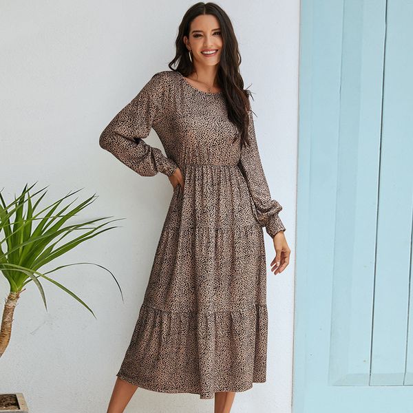 2021 new autumn casual women clothing black round neck sleeve polka dot long woman es 32p9, Black;gray
2021 new autumn casual women clothing black round neck sleeve polka dot long woman es 32p9, Black;gray