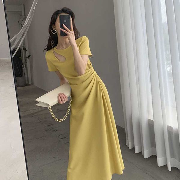 drs yellow summer 2021 dign round neck fashion short sleeve show thin temperament mid long skirt woman, Black;gray
drs yellow summer 2021 dign round neck fashion short sleeve show thin temperament mid long skirt woman, Black;gray