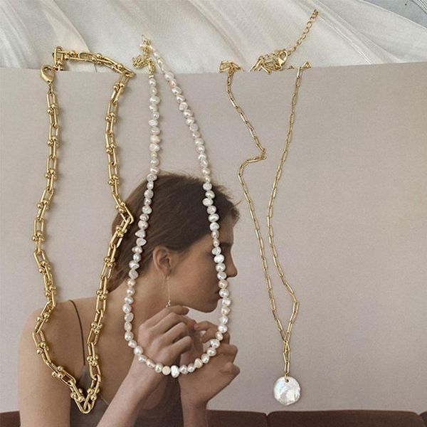 chains 2021 vintage irregular pearl jewelry gold plated chunky link chain layered necklaces for women ladies necklace, Silver
chains 2021 vintage irregular pearl jewelry gold plated chunky link chain layered necklaces for women ladies necklace, Silver