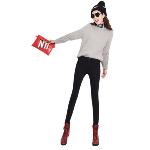 women's jeans 2021autumn winter waist elastic slim pants plus velvet thick warm casual female pant, Blue
women's jeans 2021autumn winter waist elastic slim pants plus velvet thick warm casual female pant, Blue