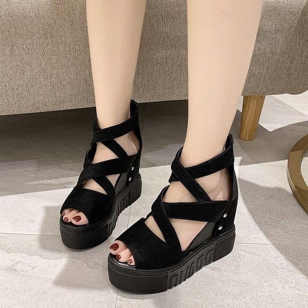sandals 2021 summer fashion high heels gladiator women platform shoes leather wedges female chunky for woman, Black
sandals 2021 summer fashion high heels gladiator women platform shoes leather wedges female chunky for woman, Black