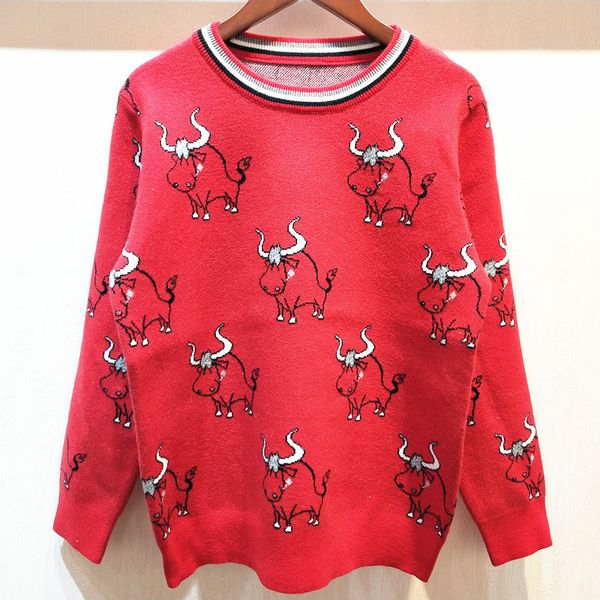 59% off factory outlet store early spring cartoon cattle jacquard round neck long sleeve knitted top, White;black
59% off factory outlet store early spring cartoon cattle jacquard round neck long sleeve knitted top, White;black