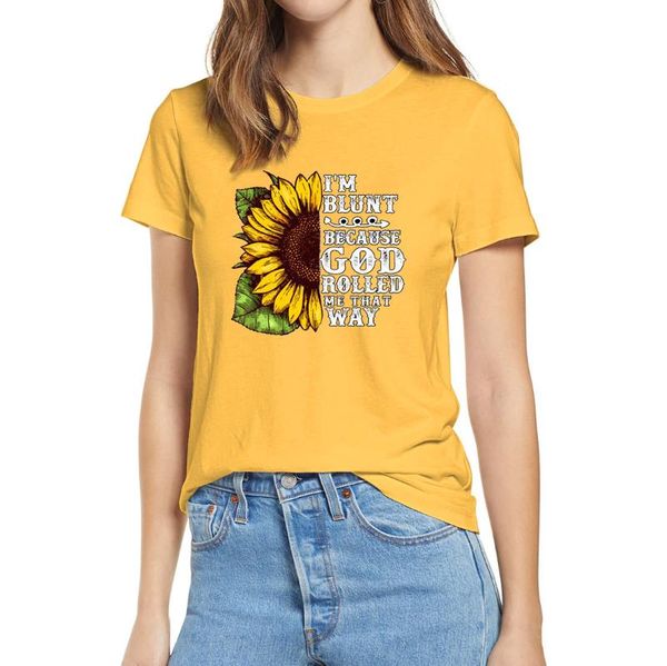 women's t-shirt christ sunflower im blunt because god rolled me that way 100% cotton short sleeves gift soft tee, White
women's t-shirt christ sunflower im blunt because god rolled me that way 100% cotton short sleeves gift soft tee, White