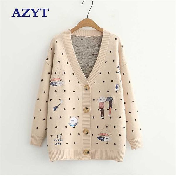 azyt autumn dot cartoon print knit cardigan women v neck long sleeve knitshirt female harajuku knit sweater coat 211022, White;black
azyt autumn dot cartoon print knit cardigan women v neck long sleeve knitshirt female harajuku knit sweater coat 211022, White;black