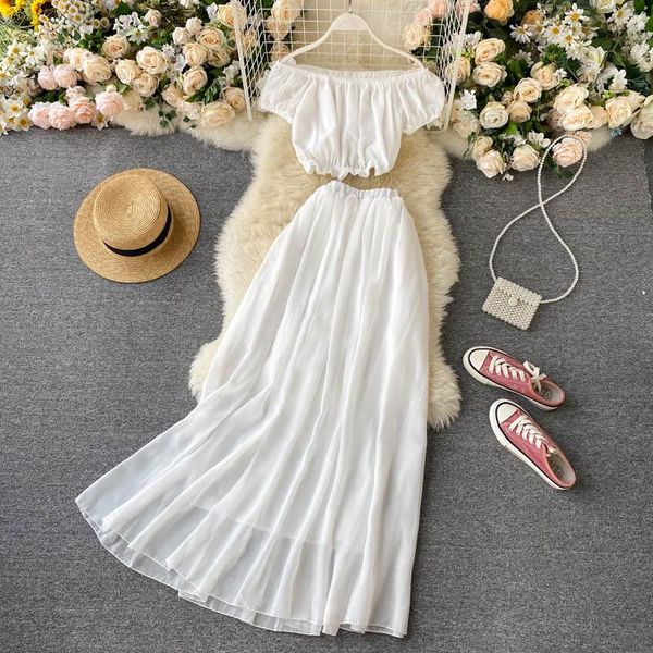 women's tracksuits women white 2pcs set slash neck short sleeve + elastic high waist big swing long skirt female two piece 2021, Gray
women's tracksuits women white 2pcs set slash neck short sleeve + elastic high waist big swing long skirt female two piece 2021, Gray