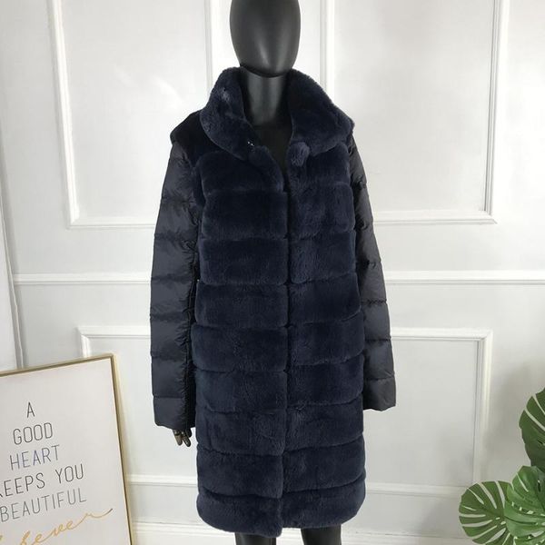 women's fur & faux winter women coat real rex outwear 2021 fashion warm overcoat, Black
women's fur & faux winter women coat real rex outwear 2021 fashion warm overcoat, Black
