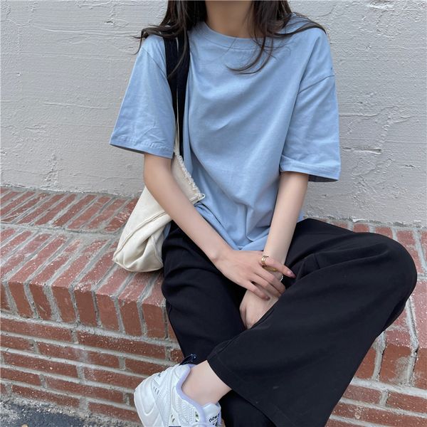 new short sleeves all match stylish casual 2021 cotton loose solid brief streetwear minimalist summer women t-shirts h468, White
new short sleeves all match stylish casual 2021 cotton loose solid brief streetwear minimalist summer women t-shirts h468, White