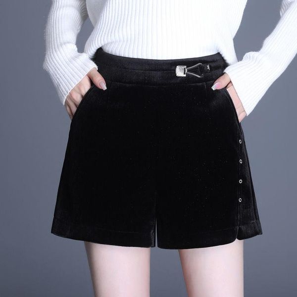 women's shorts women 2022 autumn winter fashion velvet female high waist all match casual loose bottom lady chic f14, White;black
women's shorts women 2022 autumn winter fashion velvet female high waist all match casual loose bottom lady chic f14, White;black