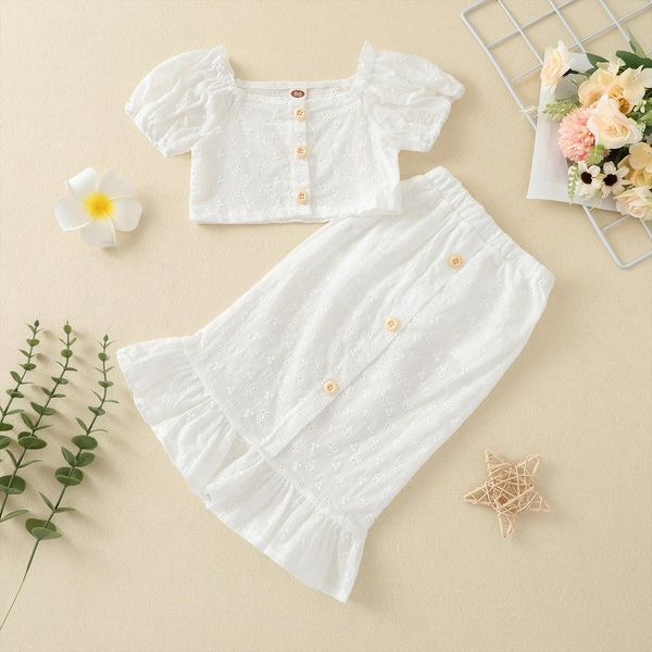 2pcs summer kids girls holiday clothes sets lace flowers printed puff sleeve t shirts ankle length skirts 1 6y, White
2pcs summer kids girls holiday clothes sets lace flowers printed puff sleeve t shirts ankle length skirts 1 6y, White