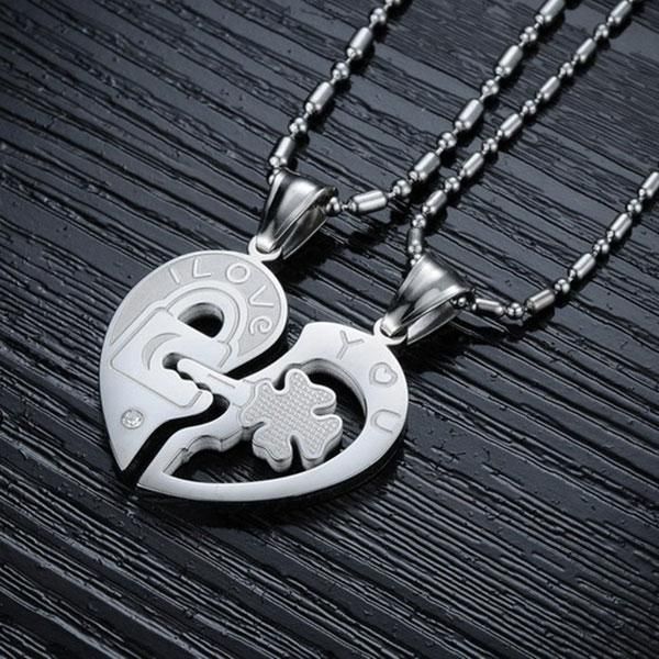 pendant necklaces 1 pair fashion valentine love you lock and key couples titanium stainless steel heart for women men lxh, Silver
pendant necklaces 1 pair fashion valentine love you lock and key couples titanium stainless steel heart for women men lxh, Silver