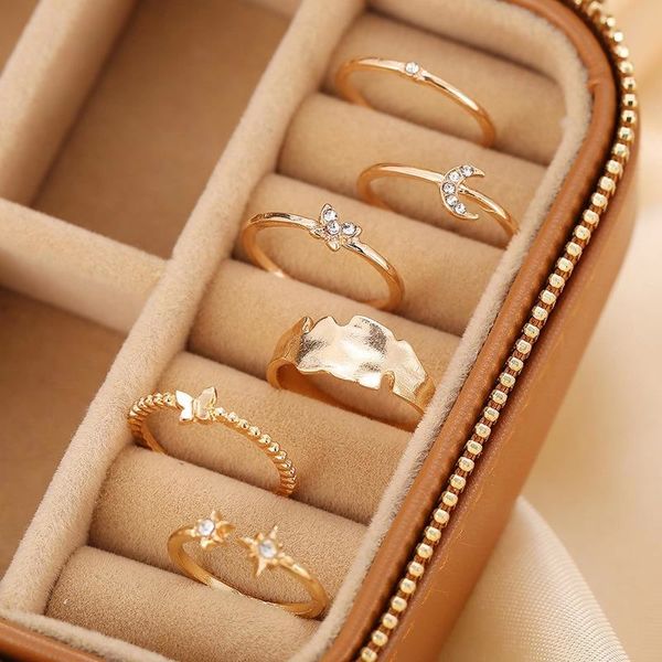 rings new ring set fashion europe america fashion inlaid diamond rings butterfly/star/moon rings 6-piece set ring, Silver
rings new ring set fashion europe america fashion inlaid diamond rings butterfly/star/moon rings 6-piece set ring, Silver