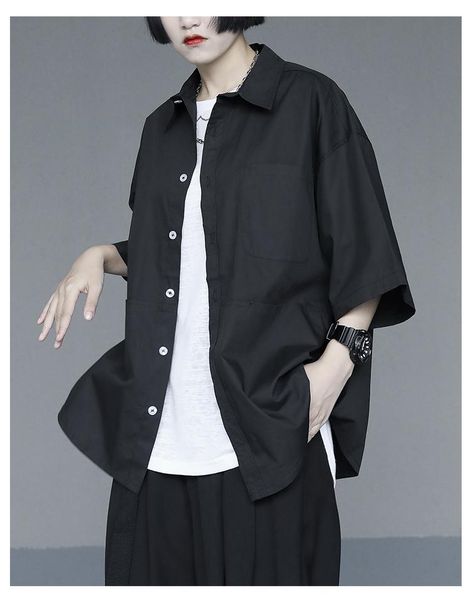 women's blouses & shirts summer 2021 japanese design retro casual black short sleeve shirt loose large plaid for men and women, White
women's blouses & shirts summer 2021 japanese design retro casual black short sleeve shirt loose large plaid for men and women, White