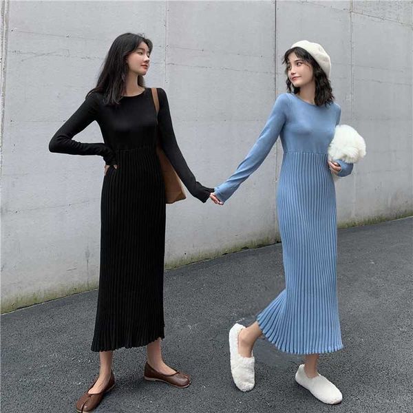 autumn winter vintage women long sleeve o neck slim knitted pleated midi sweater dress 210529, Black;gray
autumn winter vintage women long sleeve o neck slim knitted pleated midi sweater dress 210529, Black;gray