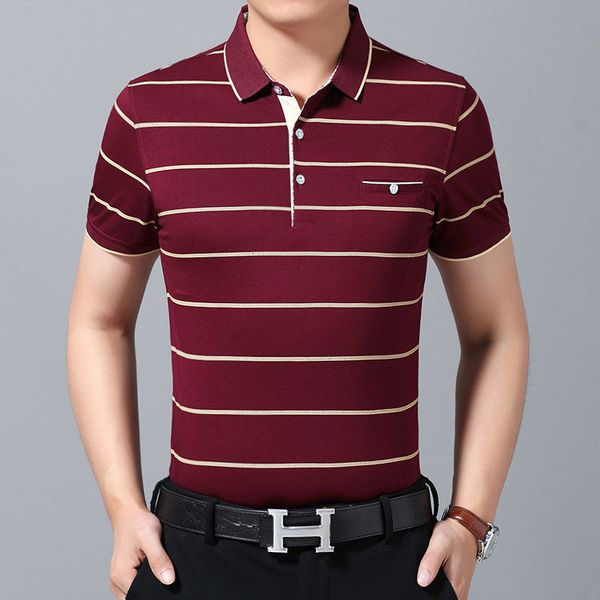 new 2021 summer leisure thin middle aged pullover short sleeve fashion lapel stripe men's t-shirta1, White;black
new 2021 summer leisure thin middle aged pullover short sleeve fashion lapel stripe men's t-shirta1, White;black