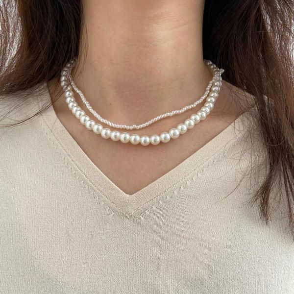 chokers 2021 double layer pearl necklaces for women retro clavicle chain necklace beaded jewelry on the neck collares collier, Golden;silver
chokers 2021 double layer pearl necklaces for women retro clavicle chain necklace beaded jewelry on the neck collares collier, Golden;silver