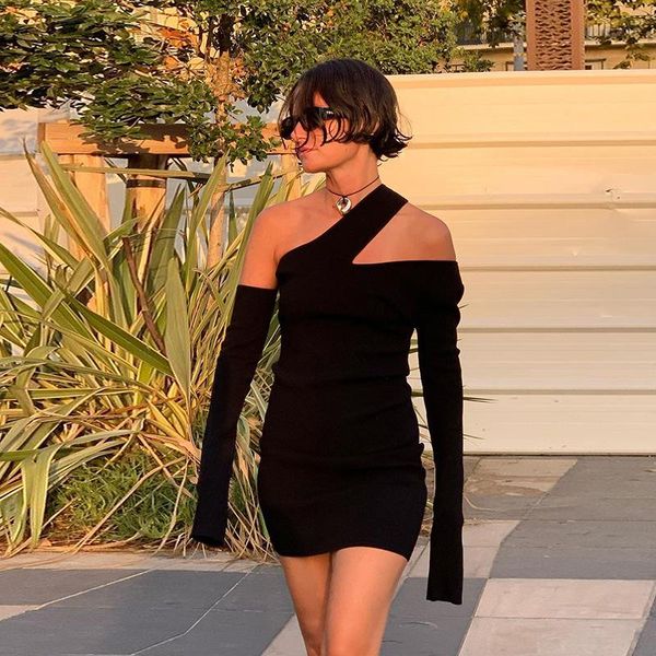 casual dresses black mini dress women fashion inclined collar slim hip bodycon fall clothes hollow out one shoulder backless vestidos, Black;gray
casual dresses black mini dress women fashion inclined collar slim hip bodycon fall clothes hollow out one shoulder backless vestidos, Black;gray