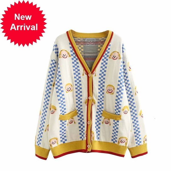 women cardigans yellow harakuju cartoon embroidery single breasted knitted sweaters 2021 winter korean long sleeve ladies top, White;black
women cardigans yellow harakuju cartoon embroidery single breasted knitted sweaters 2021 winter korean long sleeve ladies top, White;black