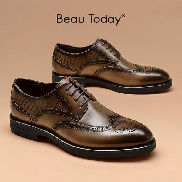 dress shoes brogue derby men genuine cow leather wingtips waxing lace-up retro gentlemen business round-toe handmade beautoday 51059, Black
dress shoes brogue derby men genuine cow leather wingtips waxing lace-up retro gentlemen business round-toe handmade beautoday 51059, Black