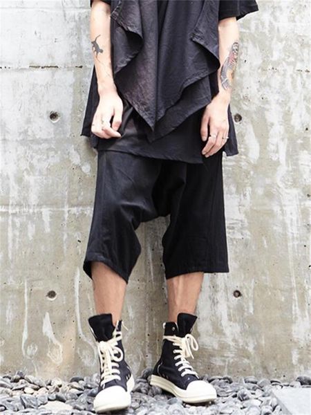 men's pants hanging crotch summer dark cotton and linen casual simple tide oversized seven-minute, Black
men's pants hanging crotch summer dark cotton and linen casual simple tide oversized seven-minute, Black