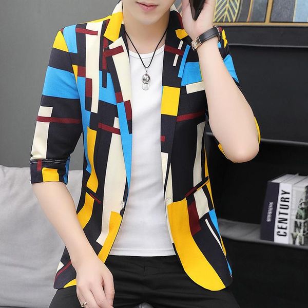men's suits & blazers summer fashion thin section three-quarter sleeve suit slim one-piece jacket, White;black
men's suits & blazers summer fashion thin section three-quarter sleeve suit slim one-piece jacket, White;black