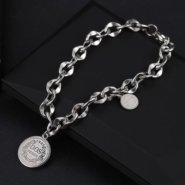 link, chain thick stainless steel bracelet female hip-hop portrait coin pendant bracelets for women men simple jewelry, Black
link, chain thick stainless steel bracelet female hip-hop portrait coin pendant bracelets for women men simple jewelry, Black