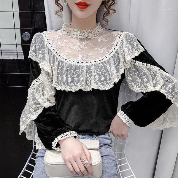women's blouses & shirts blouse women high collar lace shirt spring 2021 ruffled pleuche blusas mujer de moda, White
women's blouses & shirts blouse women high collar lace shirt spring 2021 ruffled pleuche blusas mujer de moda, White