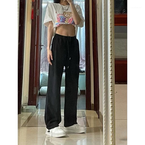 women's pants & capris grey wide leg spring and autumn high waist hanging loose straight tube casual drawstring guard small legged, Black;white
women's pants & capris grey wide leg spring and autumn high waist hanging loose straight tube casual drawstring guard small legged, Black;white