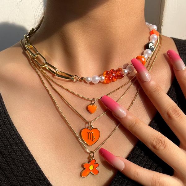 chains enamel flower heart pendant necklace for women multilayer asymmetric gummy bear mushroom pearl beads metal jewelry, Silver
chains enamel flower heart pendant necklace for women multilayer asymmetric gummy bear mushroom pearl beads metal jewelry, Silver