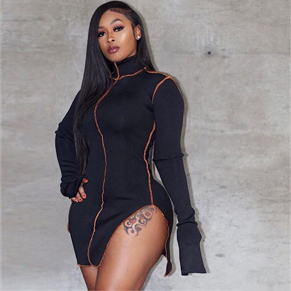 2021 new arrival women black color soild women mini dress long sleeve turtleneck festival birthday party dress, Black;gray
2021 new arrival women black color soild women mini dress long sleeve turtleneck festival birthday party dress, Black;gray