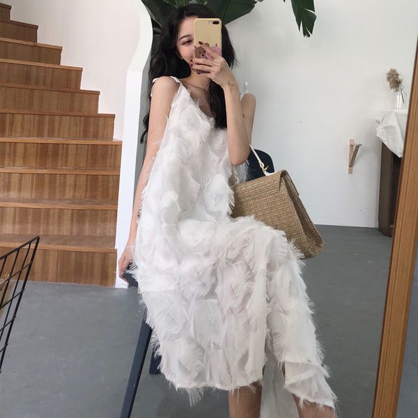 2021 new women summer spaghetti strap feather solid long bow tie loose pullover chiffon vestidos irregular length vintage es amd2, Black;gray
2021 new women summer spaghetti strap feather solid long bow tie loose pullover chiffon vestidos irregular length vintage es amd2, Black;gray