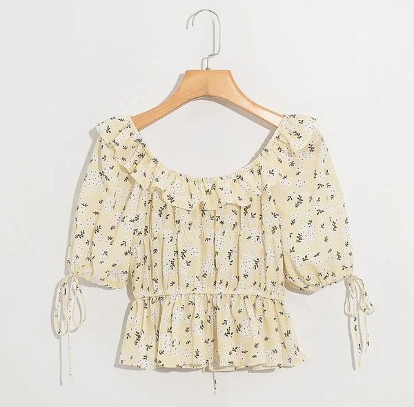retro spliced wood ear o neck floral print tie bow lantern sleeve shirt chic women lacing up short blouse exposed navel, White
retro spliced wood ear o neck floral print tie bow lantern sleeve shirt chic women lacing up short blouse exposed navel, White