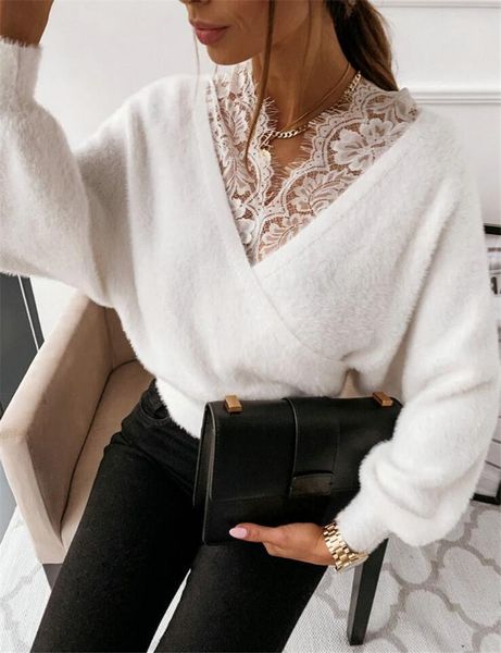 women's t-shirt blouse shirt patchwork flannel lace high waist v-neck pullover nightclub club winter comfort for women 2021, White
women's t-shirt blouse shirt patchwork flannel lace high waist v-neck pullover nightclub club winter comfort for women 2021, White