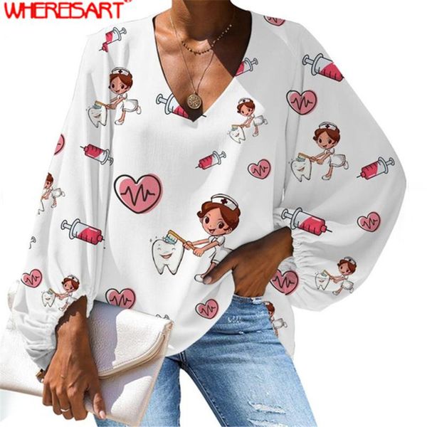 whereisart women summer casual loose blouse lovely printed soft chiffon shirt oversize long sleeve vneck lady blouse, White
whereisart women summer casual loose blouse lovely printed soft chiffon shirt oversize long sleeve vneck lady blouse, White