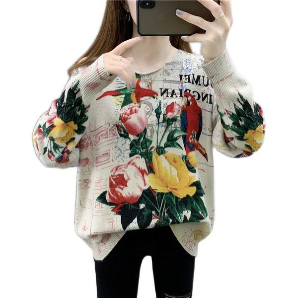 women's sweaters lugentolo women knitted pullover long sleeve loose peacock parrot print fall 2021 fashion causal, White;black
women's sweaters lugentolo women knitted pullover long sleeve loose peacock parrot print fall 2021 fashion causal, White;black