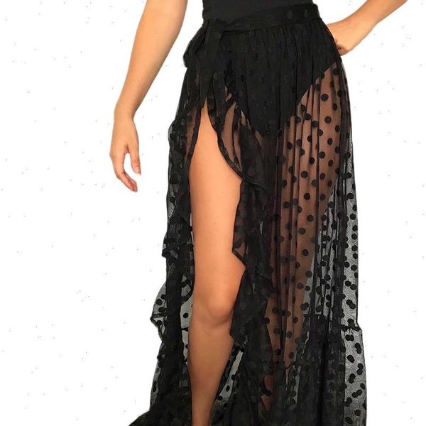 high waist mesh see women skirt through sheer side split solid transparent chiffon maxi long, Black
high waist mesh see women skirt through sheer side split solid transparent chiffon maxi long, Black