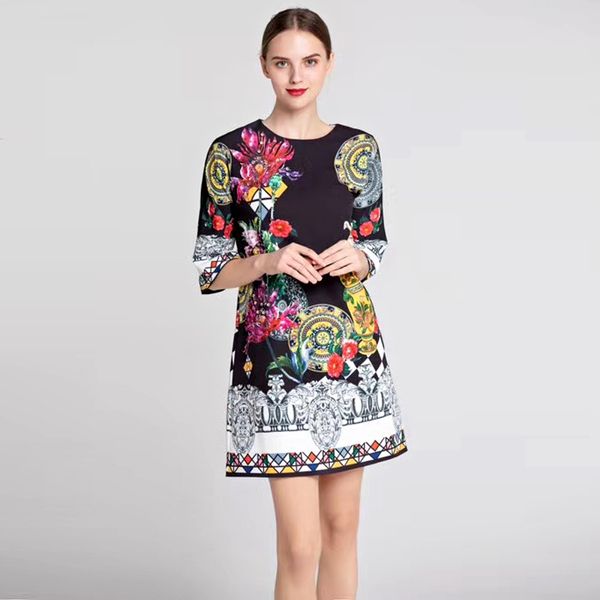 mini dress spring summer new women's print vintage diamond fashion elegant chic party dresses yr82, Black;gray 
mini dress spring summer new women's print vintage diamond fashion elegant chic party dresses yr82, Black;gray