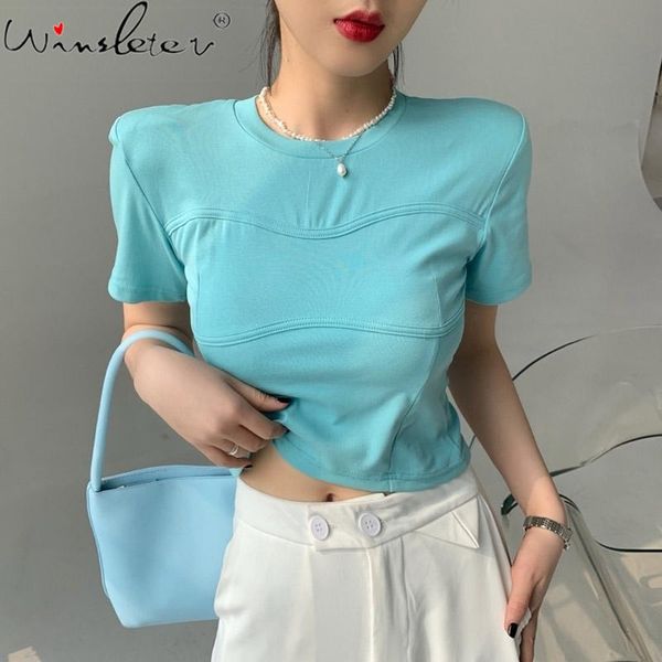 women's t-shirt summer european style solid short fashion crop-shoulder pad women bottoming shirt tees 2021 t14808a, White
women's t-shirt summer european style solid short fashion crop-shoulder pad women bottoming shirt tees 2021 t14808a, White